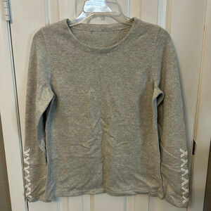 J McLaughlin Women’s (M) Riana Heather Gray Lace Up Sleeve Cotton Modal Crew